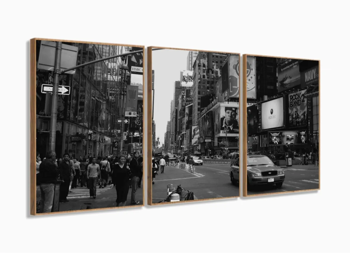 Quadro Decorativo New York Retrô - Vintage - Tela Em Tecido com moldura filete Imagem