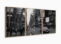 Quadro Decorativo New York Retrô - Vintage - Tela Em Tecido com moldura filete
