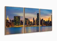 Quadro Decorativo New York Sunset 120x60 Sala Quarto com moldura filete