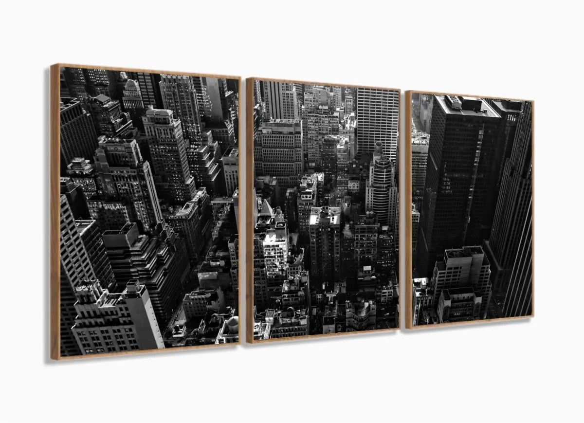 Quadro Decorativo Nova York Preto e Branco Prédios com moldura filete Imagem