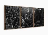 Quadro Decorativo Nova York Preto e Branco Prédios com moldura filete