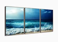 Quadro Decorativo Ondas Mar 120x60 Sala Quarto com moldura filete - Foto 2