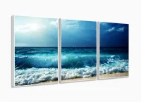 Quadro Decorativo Ondas Mar 120x60 Sala Quarto com moldura filete - Foto 4