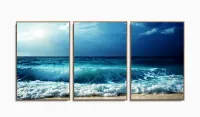 Quadro Decorativo Ondas Mar 120x60 Sala Quarto com moldura filete - Foto 6