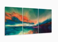 Quadro Decorativo Paisagem 120x30 sala quarto 3 peças com moldura filete - Foto 5