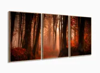 Quadro Decorativo Paisagem Árvores 120x60 Grande Em Tecido com moldura filete