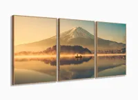 Quadro Decorativo Paisagem Barco Monte Fuji Japão com moldura filete