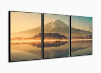 Quadro Decorativo Paisagem Barco Monte Fuji Japão com moldura filete - Foto 3