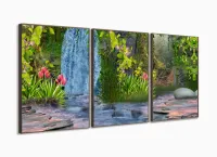 Quadro Decorativo Paisagem Cachoeira - Artístico - Tela Em Tecido com moldura filete - Foto 2