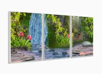 Quadro Decorativo Paisagem Cachoeira - Artístico - Tela Em Tecido com moldura filete - Foto 4