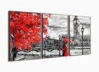 Quadro Decorativo Paisagem Casal Sala Quarto 120x60 com moldura filete - Foto 2