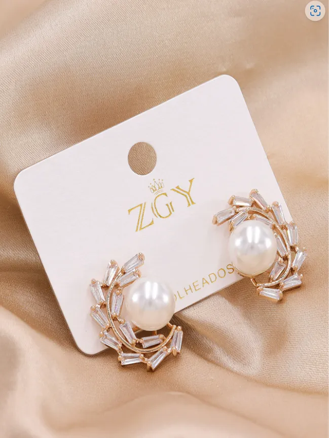 Brinco Flore Strass Sobrepor Pérola Lindíssimo Luxo