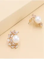 Brinco Flore Strass Sobrepor Pérola Lindíssimo Luxo - Foto 2