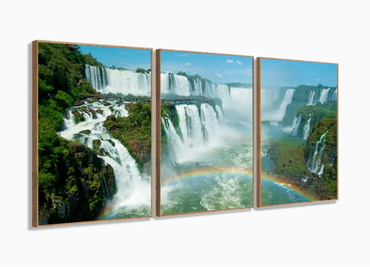 Quadro Decorativo Paisagem Cataratas Do Iguaçu - 120x60 com moldura filete Imagem