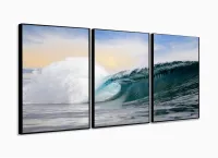 Quadro Decorativo Paisagem Mar Ondas Surf Mosaico com moldura filete - Foto 3