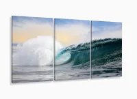 Quadro Decorativo Paisagem Mar Ondas Surf Mosaico com moldura filete - Foto 5