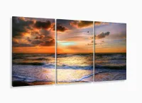 Quadro Decorativo Paisagem Mar Praia Pôr do Sol Arte com moldura filete - Foto 5