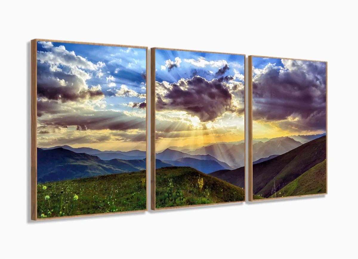 Quadro Decorativo Paisagem Montanhas Vale Arte com moldura filete Imagem
