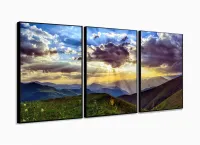 Quadro Decorativo Paisagem Montanhas Vale Arte com moldura filete - Foto 3