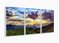Quadro Decorativo Paisagem Montanhas Vale Arte com moldura filete - Foto 4