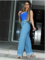 CALÇA JEANS WIDE LEG CINTURA ALTA FEMININA - Foto 3
