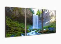 Quadro decorativo Paisagem Natureza Cachoeira - Tela em Teci com moldura filete - Foto 2