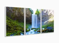 Quadro decorativo Paisagem Natureza Cachoeira - Tela em Teci com moldura filete - Foto 4
