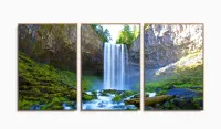 Quadro decorativo Paisagem Natureza Cachoeira - Tela em Teci com moldura filete - Foto 6