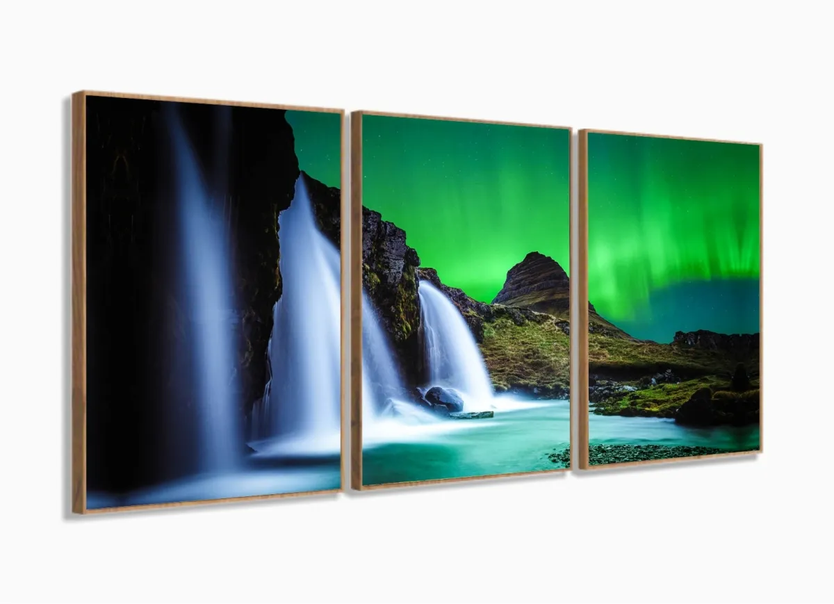 Quadro decorativo Paisagem Natureza Cachoeira - Tela em Tecido com moldura filete Imagem