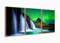 Quadro decorativo Paisagem Natureza Cachoeira - Tela em Tecido com moldura filete