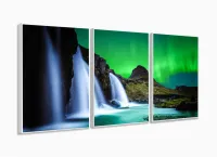 Quadro decorativo Paisagem Natureza Cachoeira - Tela em Tecido com moldura filete - Foto 4