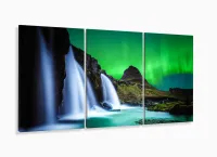 Quadro decorativo Paisagem Natureza Cachoeira - Tela em Tecido com moldura filete - Foto 5