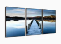 Quadro Decorativo Paisagem Pier 120x60 3 peças com moldura filete - Foto 2