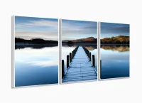 Quadro Decorativo Paisagem Pier 120x60 3 peças com moldura filete - Foto 4