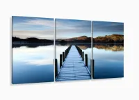 Quadro Decorativo Paisagem Pier 120x60 3 peças com moldura filete - Foto 5
