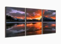 Quadro Decorativo Paisagem Rio Inverno  120x60 com moldura filete - Foto 2