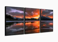 Quadro Decorativo Paisagem Rio Inverno  120x60 com moldura filete - Foto 3