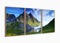 Quadro decorativo Paisagem verde Natureza - Tela em Tecido com moldura filete