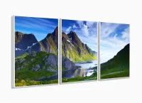 Quadro decorativo Paisagem verde Natureza - Tela em Tecido com moldura filete - Foto 4