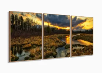 Quadro Decorativo Paisagens - Terra - Natureza - Tela Em Tecido com moldura filete