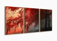 Quadro Decorativo Paisagens Flores Campos em tecido120x60 mosaico com moldura filete