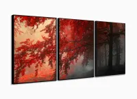 Quadro Decorativo Paisagens Flores Campos em tecido120x60 mosaico com moldura filete - Foto 3