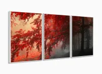 Quadro Decorativo Paisagens Flores Campos em tecido120x60 mosaico com moldura filete - Foto 4