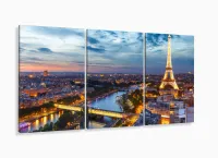 Quadro Decorativo Paris Paisagem Em Tecido 3 Peças com moldura filete - Foto 5