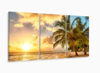 Quadro Decorativo peças Praia Sol Mar 3 peças 120x60 Sala quarto com moldura filete - Foto 5