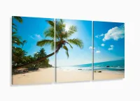 Quadro Decorativo Praia Coqueiro 120x60 em tecido com moldura filete - Foto 5