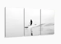 Quadro Decorativo Praia Onda Surf 120x60 3 peças com moldura filete - Foto 5