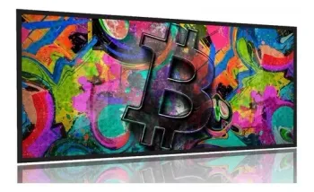 Quadro Decorativo Bitcoin Color 130x60 Moldura