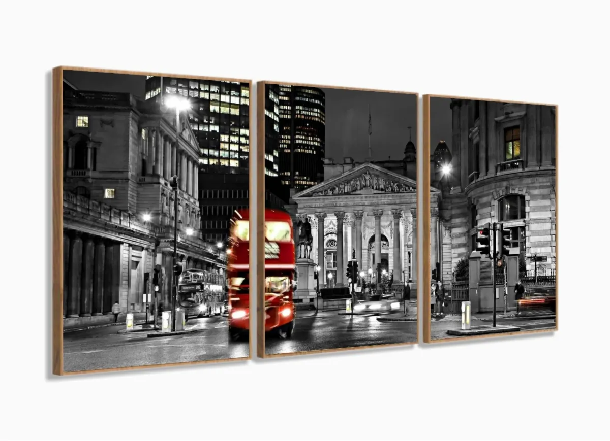 Quadro Decorativo Preto e Branco Cidades 120 x 60 cm m01 com moldura filete Imagem