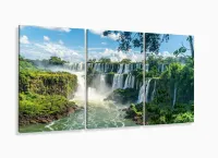 Quadro Decorativo Sala Quarto Escritório Paisagem Cachoeira 120x60 3 peças com moldura filete - Foto 5